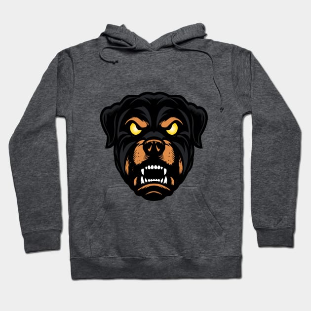 Rottweiler dog head, pets, logo, Hoodie by Cripta Art